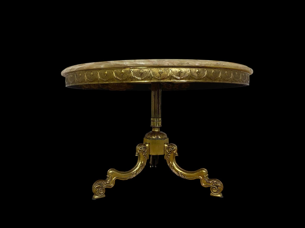 19th-Century French Bronze Center Table with Onyx Top