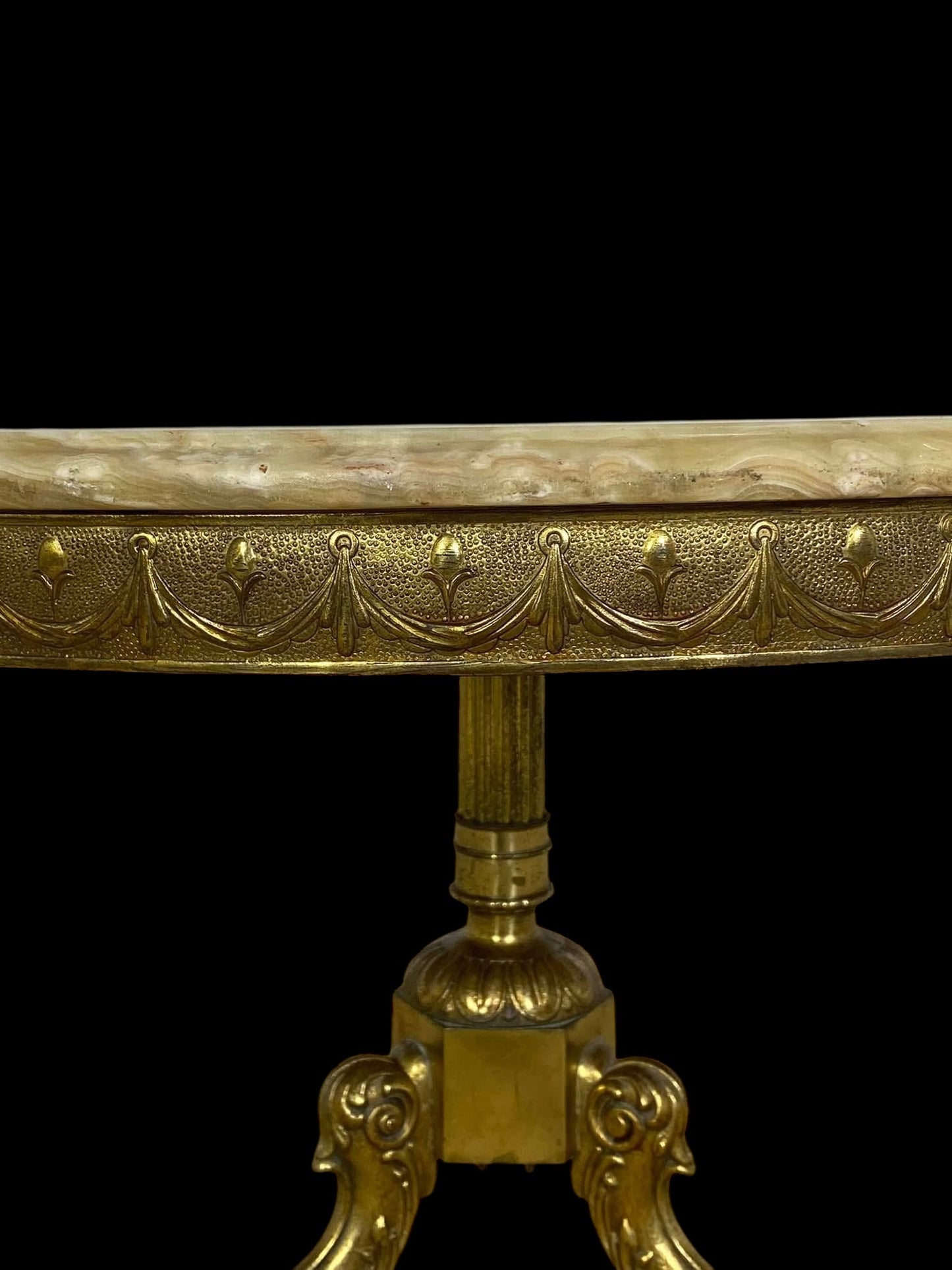 19th-Century French Bronze Center Table with Onyx Top