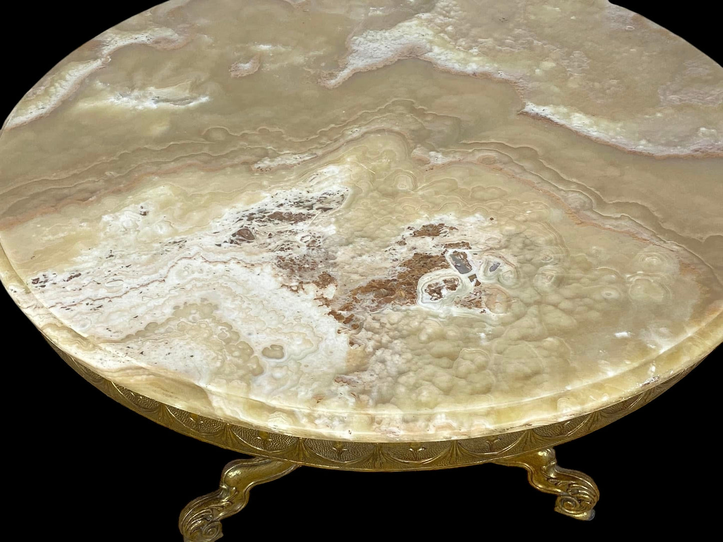 19th-Century French Bronze Center Table with Onyx Top