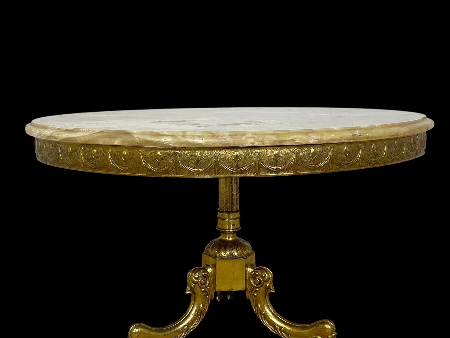 19th-Century French Bronze Center Table with Onyx Top
