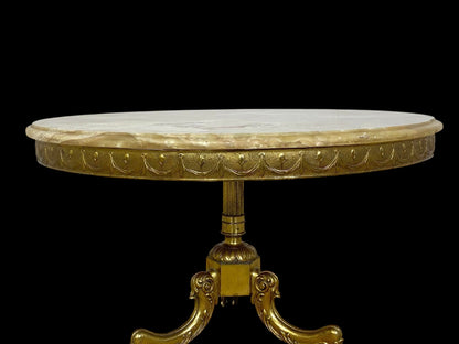 19th-Century French Bronze Center Table with Onyx Top