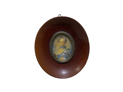 Pair of Antique French Miniature Portraits on Ivory – Signed, Framed (tableaux)