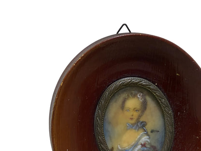 Pair of Antique French Miniature Portraits on Ivory – Signed, Framed (tableaux)