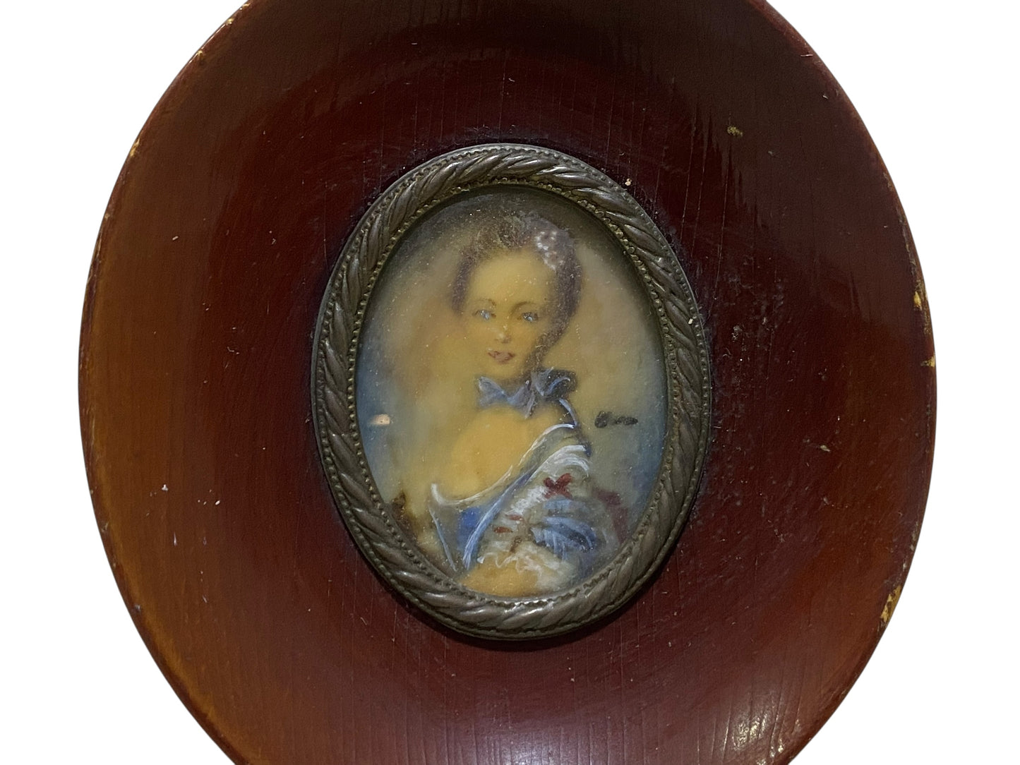 Pair of Antique French Miniature Portraits on Ivory – Signed, Framed (tableaux)