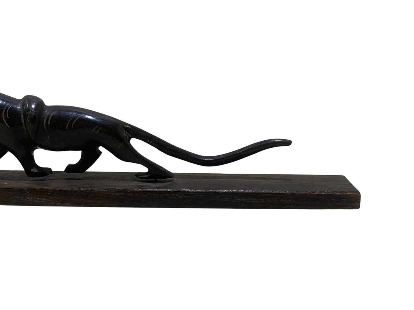 Antique Hand-Carved Natural Horn Sculpture – Panther & Serpent Scene