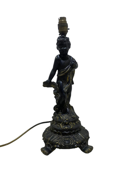 Antique 19th Century French Cherub Lamp – Semi Bronze, Hand-Carved
