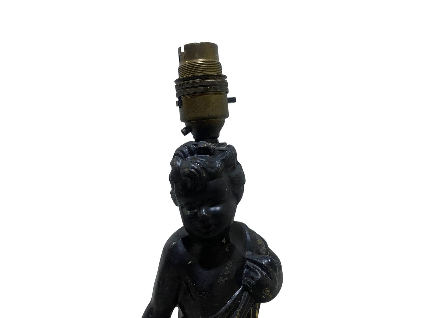 Antique 19th Century French Cherub Lamp – Semi Bronze, Hand-Carved