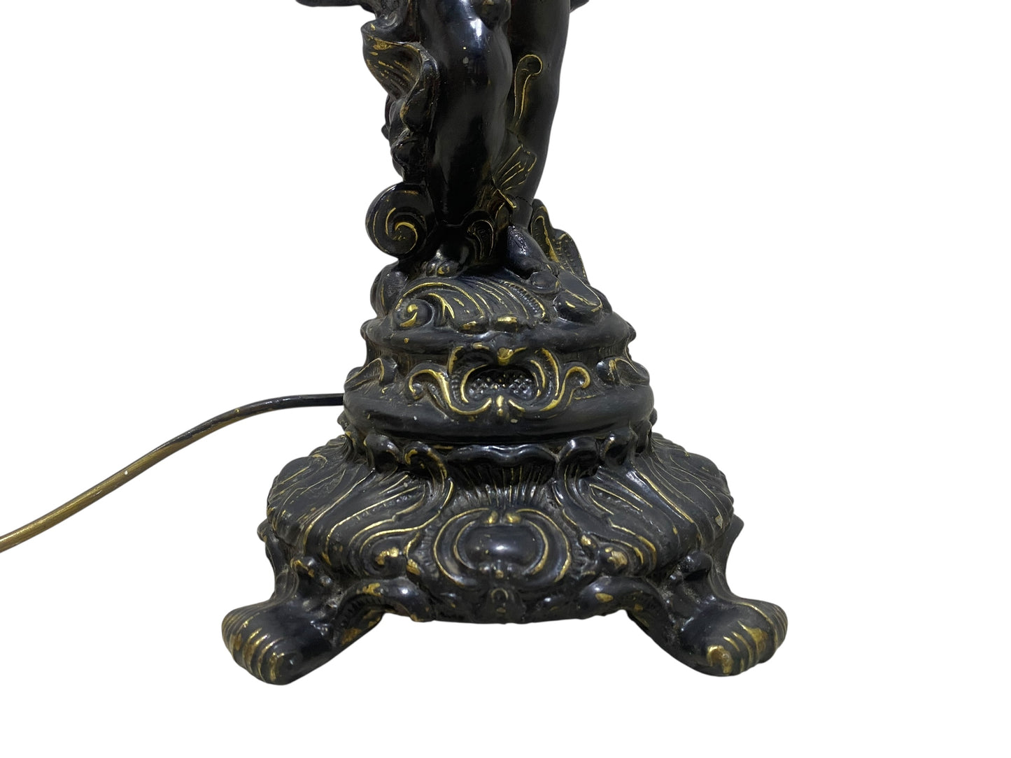 Antique 19th Century French Cherub Lamp – Semi Bronze, Hand-Carved