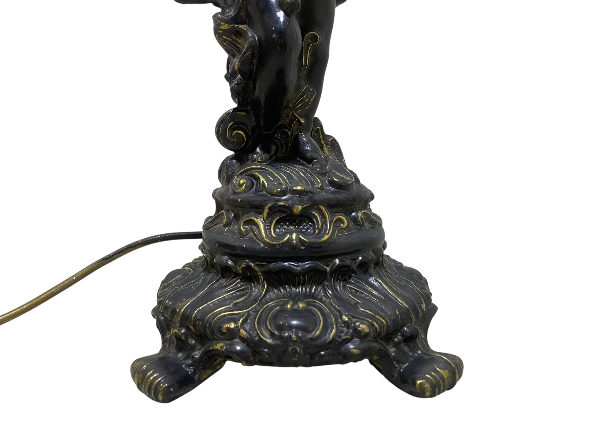 Antique 19th Century French Cherub Lamp – Semi Bronze, Hand-Carved