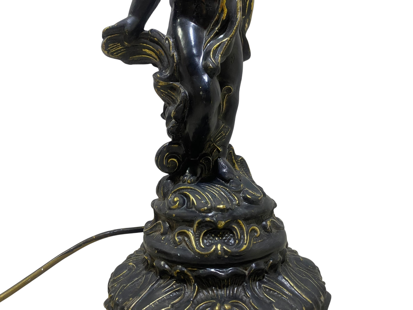Antique 19th Century French Cherub Lamp – Semi Bronze, Hand-Carved