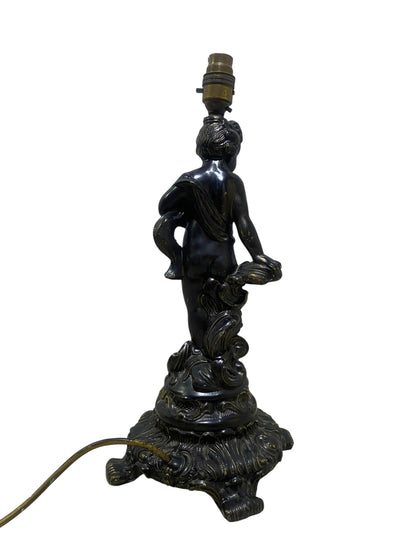 Antique 19th Century French Cherub Lamp – Semi Bronze, Hand-Carved