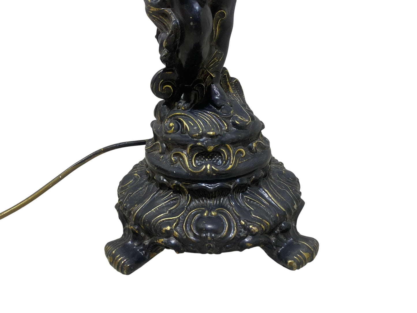 Antique 19th Century French Cherub Lamp – Semi Bronze, Hand-Carved