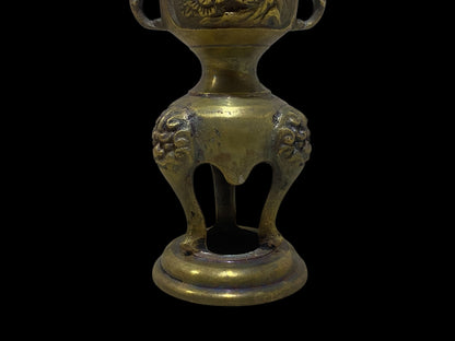 Pair of Antique Chinese Bronze Candlesticks – Hand-Carved with Miniature Detailing