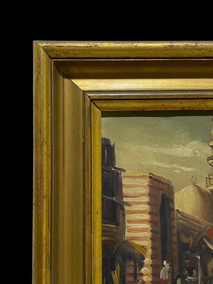 Original Signed Arabic Oil Painting – Hand-Painted on Canvas with Gilded Frame