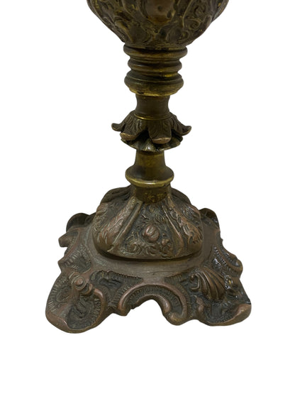 كاسوليت فرنسي عتيق من البرونز من القرن التاسع عشر مع غطاء - منحوت يدويًا