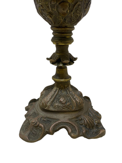 كاسوليت فرنسي عتيق من البرونز من القرن التاسع عشر مع غطاء - منحوت يدويًا