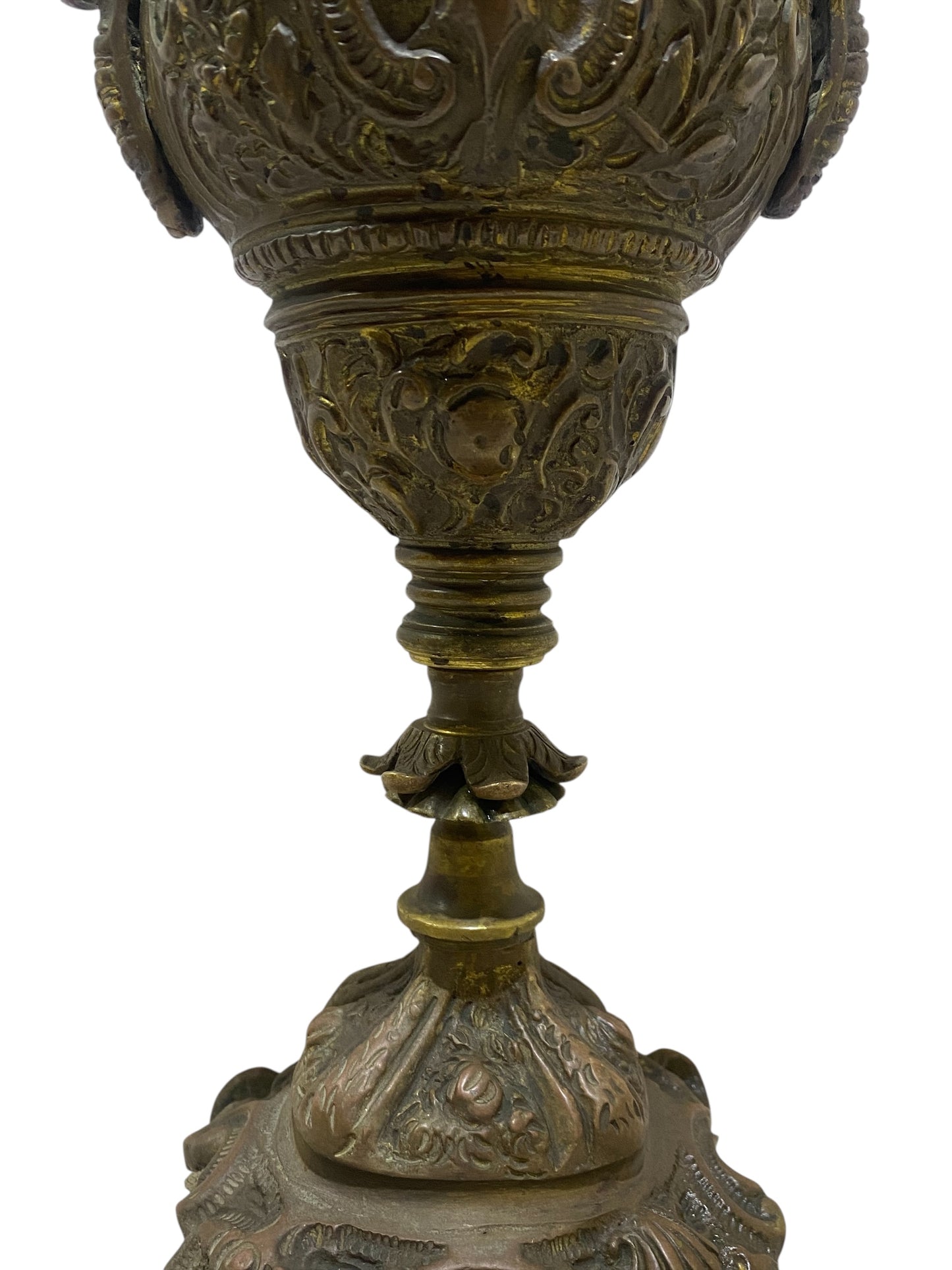 كاسوليت فرنسي عتيق من البرونز من القرن التاسع عشر مع غطاء - منحوت يدويًا