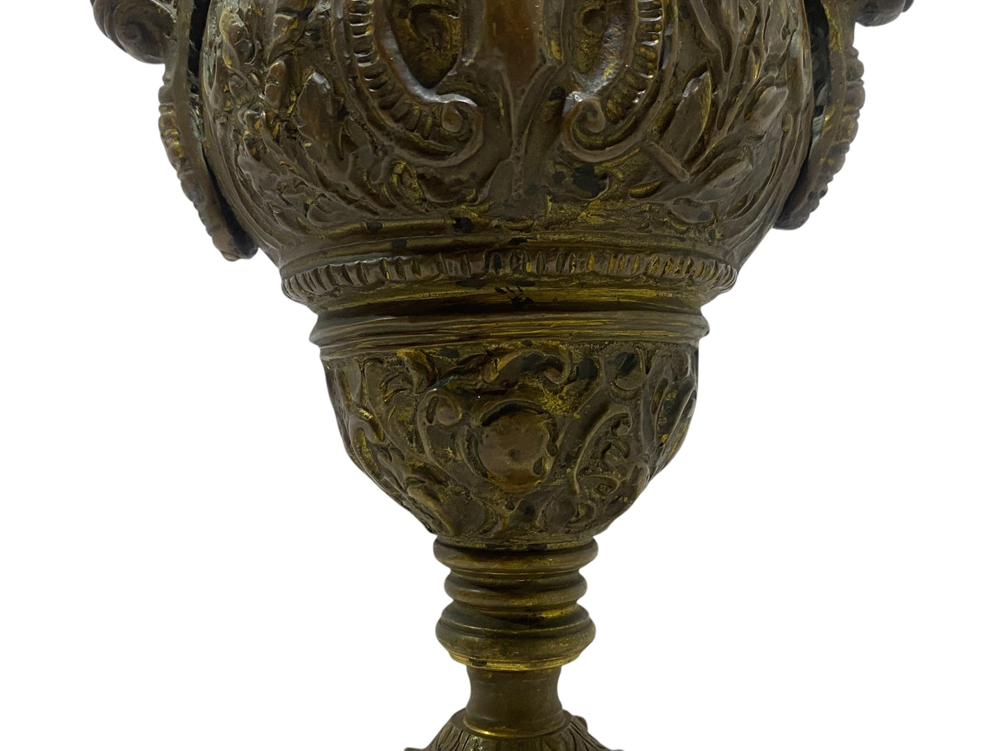 كاسوليت فرنسي عتيق من البرونز من القرن التاسع عشر مع غطاء - منحوت يدويًا