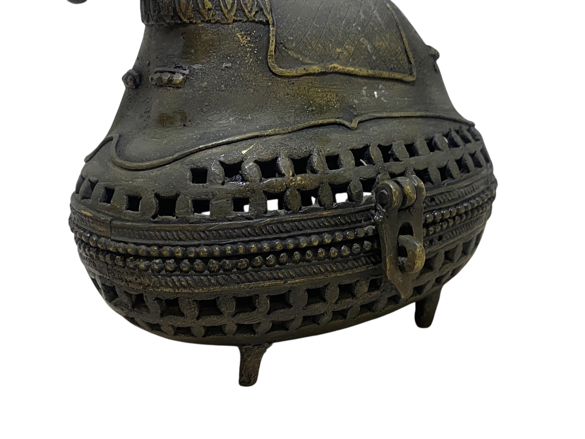 Rare Antique Bronze Incense Burner – Jewelry Box Form with Horse Finial