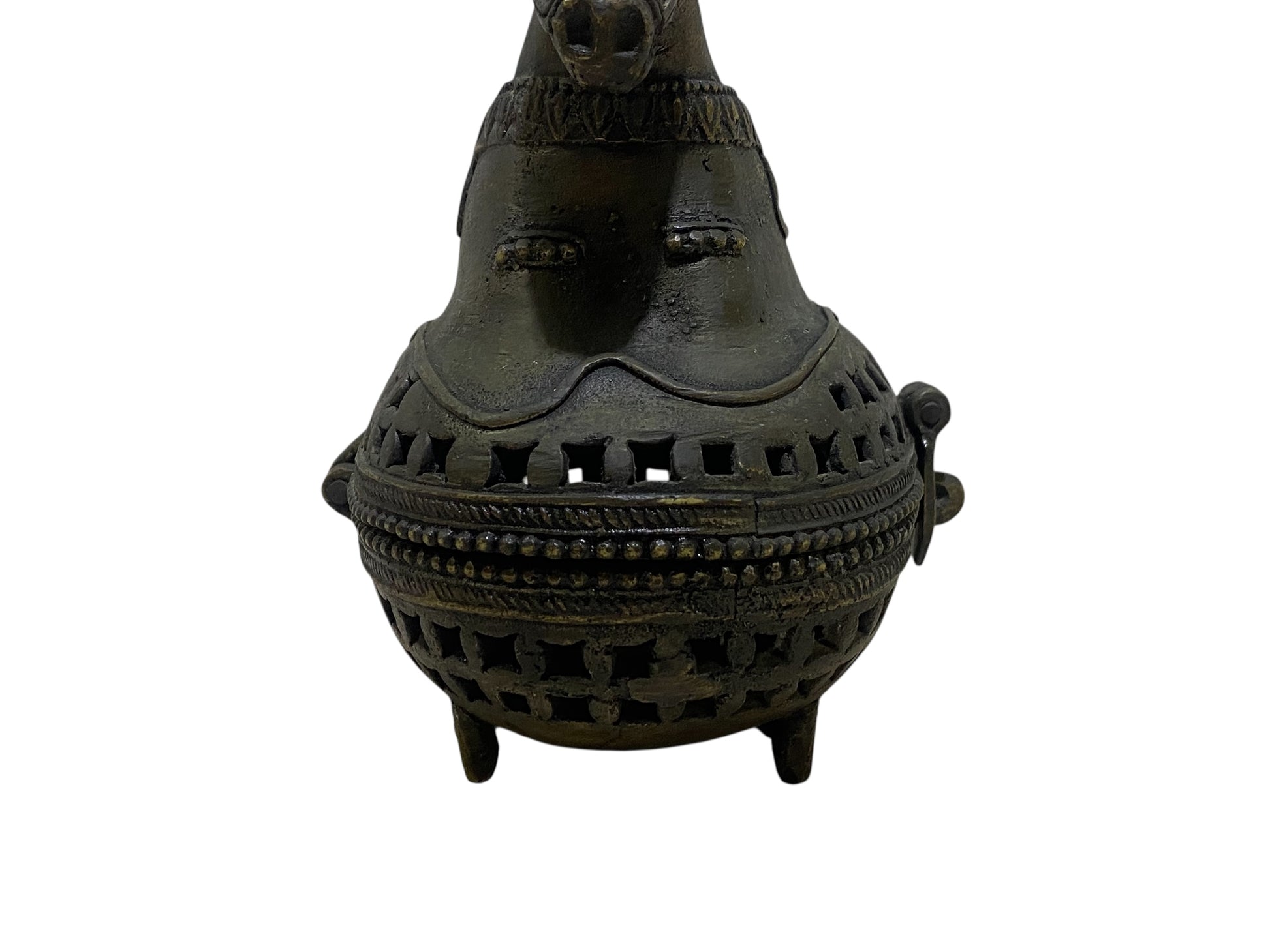Rare Antique Bronze Incense Burner – Jewelry Box Form with Horse Finial