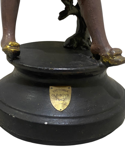 Original French Semi-Bronze Sculpture – “Victoria Old Boys 1952” Plaque – Circa 1925