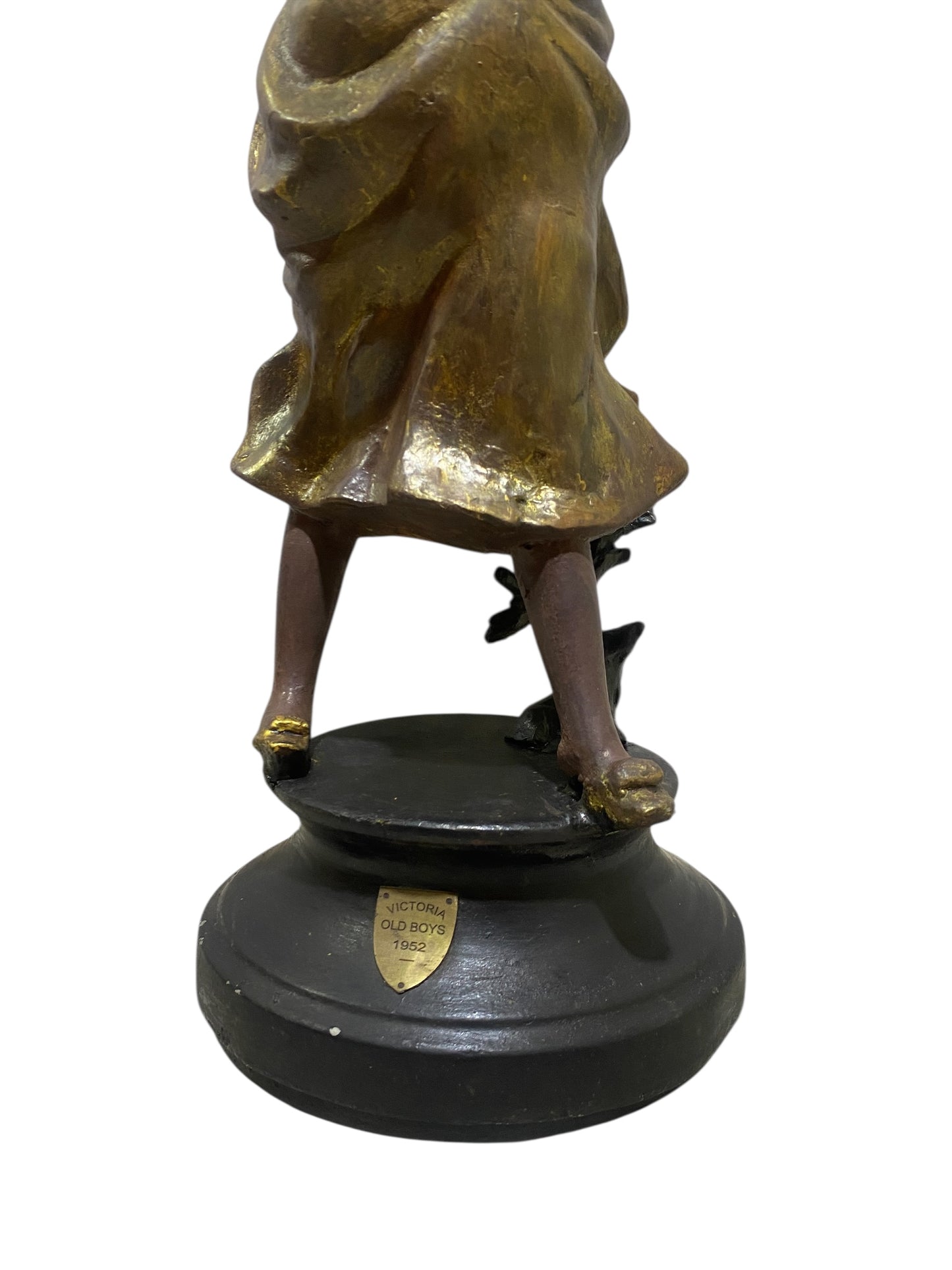 Original French Semi-Bronze Sculpture – “Victoria Old Boys 1952” Plaque – Circa 1925