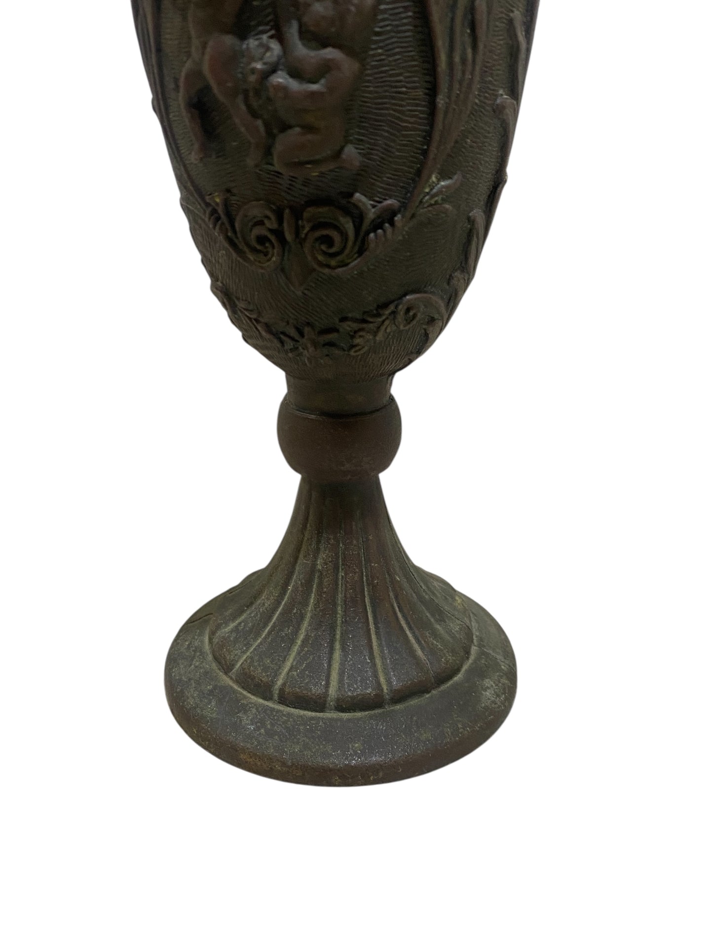 Ornate Italian Brass Ewer with Lion Heads & Putti – Gothic Revival Style