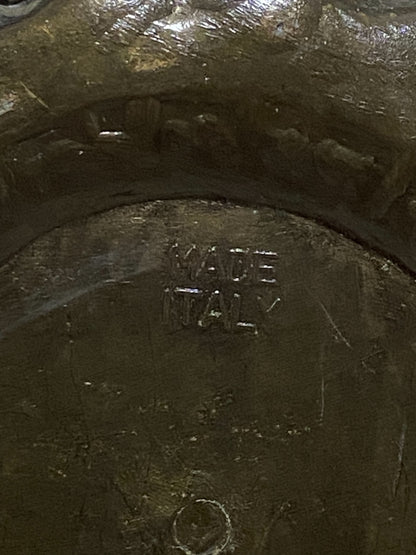 Pair of Vintage Italian Decorative Plates – Cherubs, Lions & Landscape Scene – Semi-Bronze