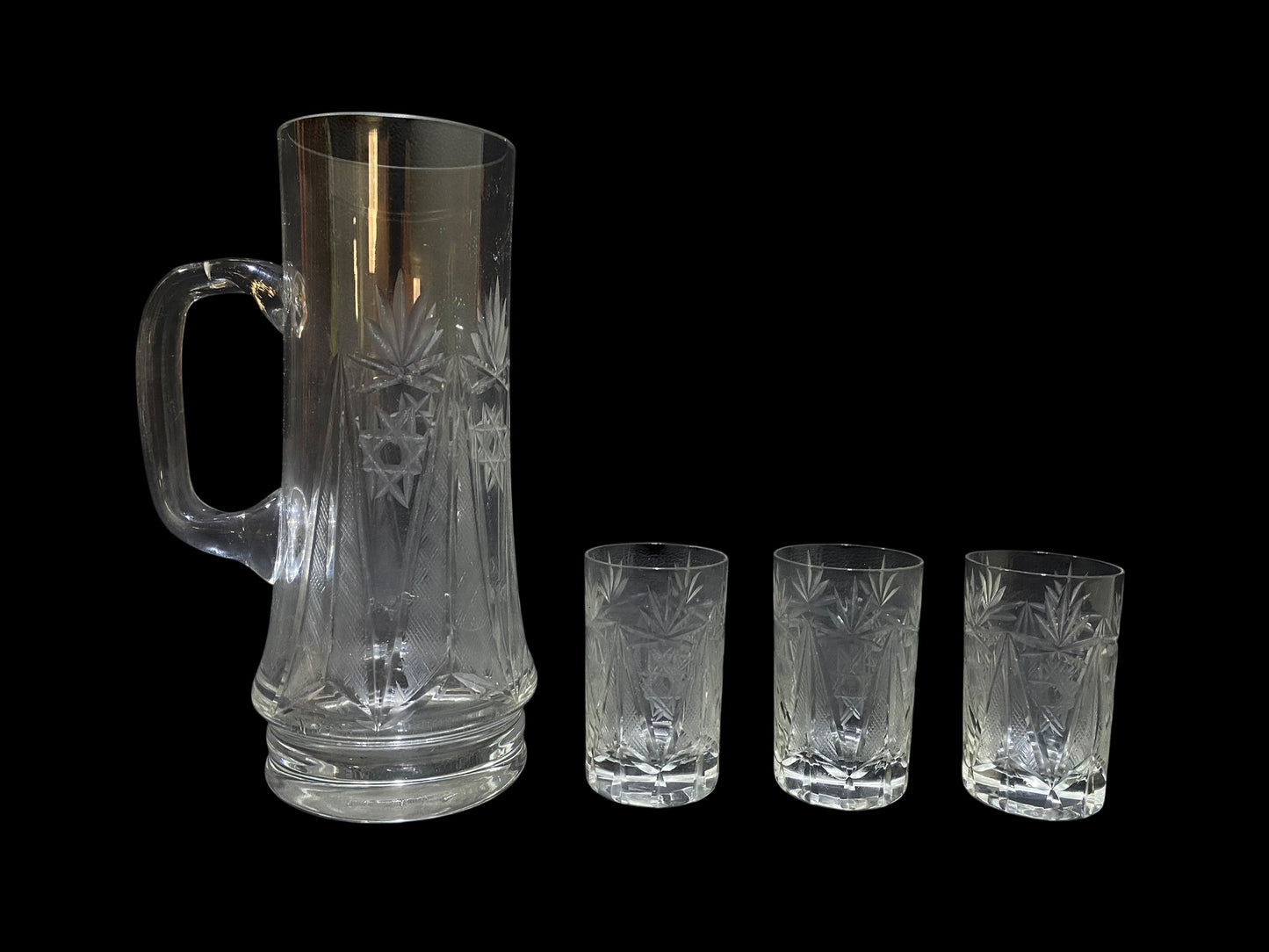 Set of 4 Vintage Bohemian Czech Crystal Pieces – Hand-Cut