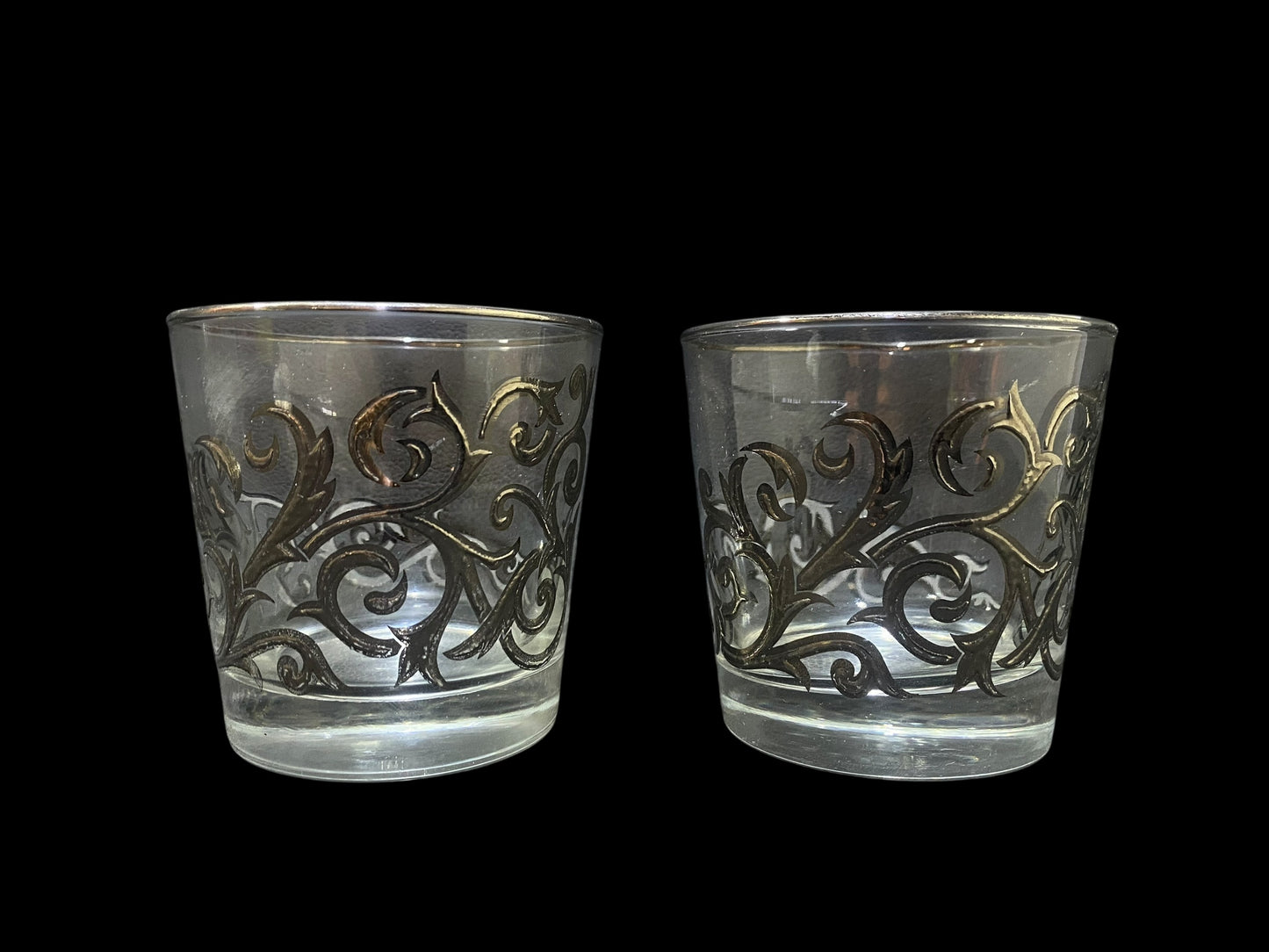 Vintage Libbey Orsini Lowball Glasses – Silver Filigree, Stamped