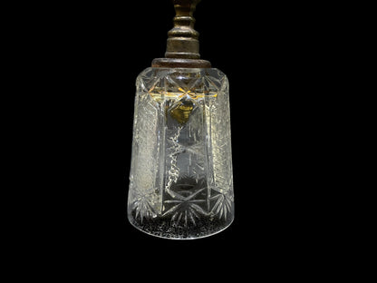 Vintage Bohemian Czech Crystal Bell with Bronze Handle – Hand-Cut