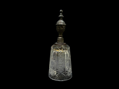 Vintage Bohemian Czech Crystal Bell with Bronze Handle – Hand-Cut