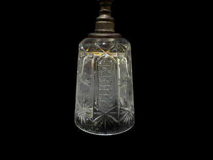 Vintage Bohemian Czech Crystal Bell with Bronze Handle – Hand-Cut
