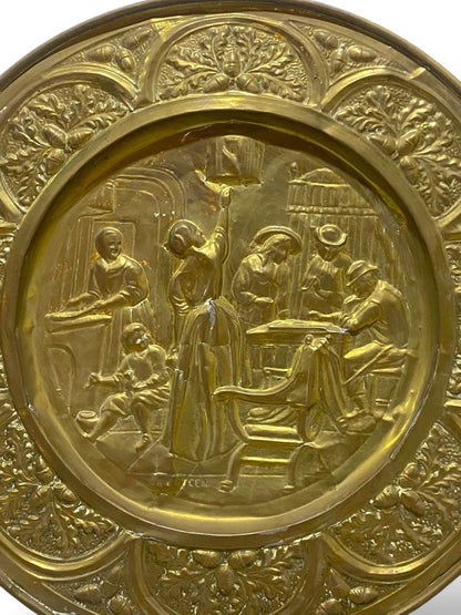 Antique English Bronze Tray – Hand-Hammered Engraving