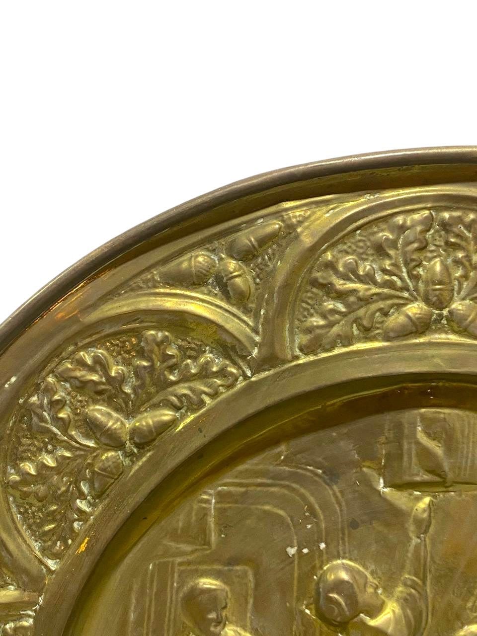 Antique English Bronze Tray – Hand-Hammered Engraving