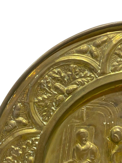 Antique English Bronze Tray – Hand-Hammered Engraving