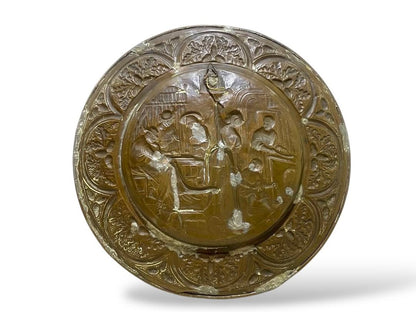 Antique English Bronze Tray – Hand-Hammered Engraving