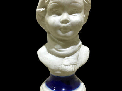 Rare Pair of Antique Capodimonte Bisque Figurines – Stamped, Hand-Crafted on Blue Porcelain Bases