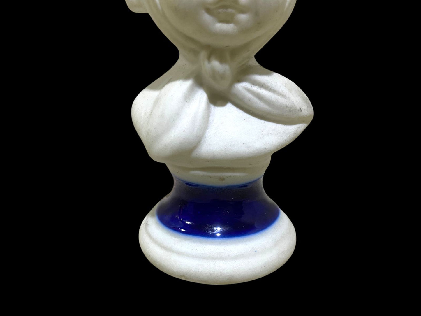 Rare Pair of Antique Capodimonte Bisque Figurines – Stamped, Hand-Crafted on Blue Porcelain Bases