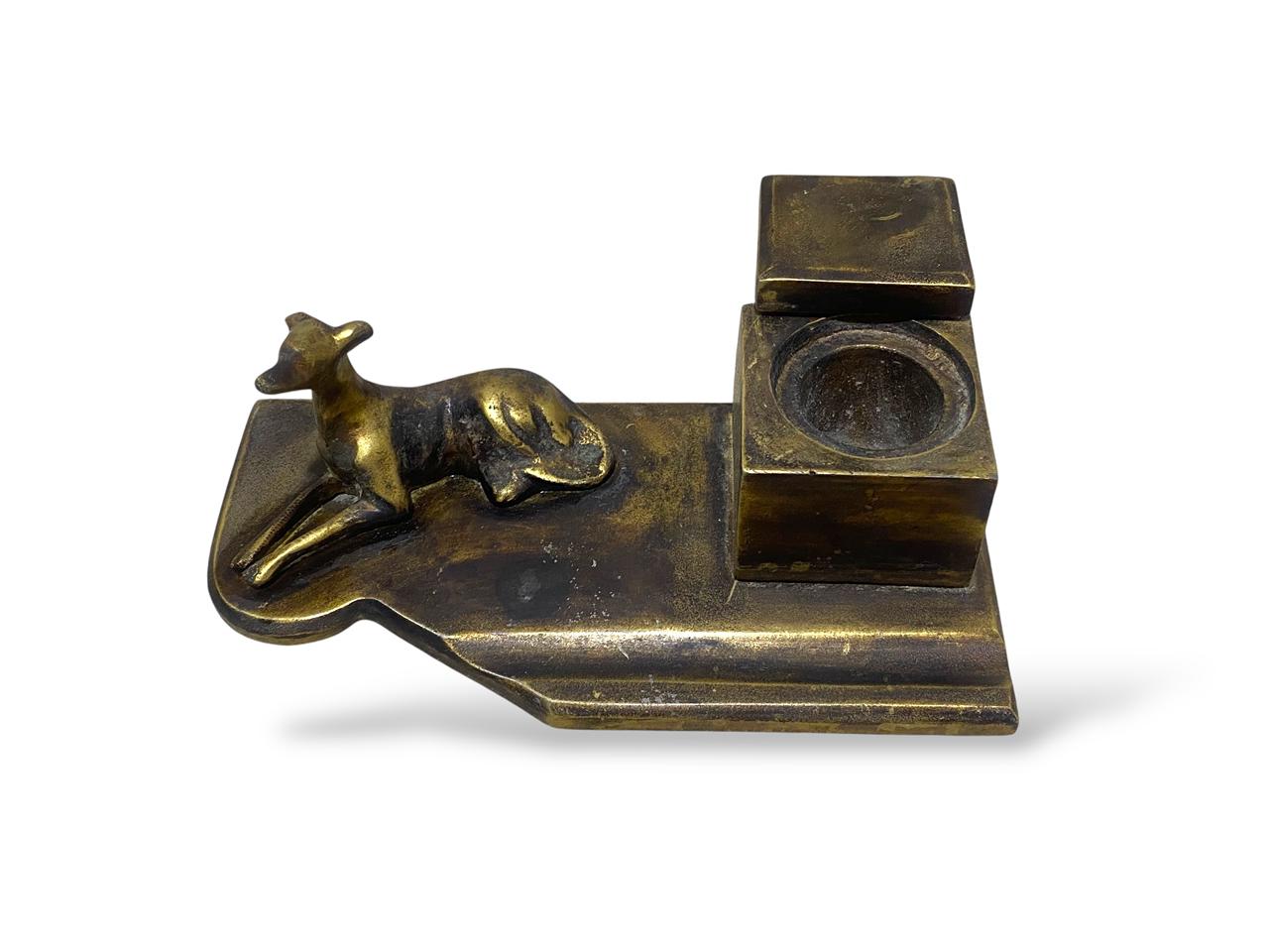 Rare Antique Italian Bronze Inkwell – Finely Hand-Carved with Distinctive Figurine