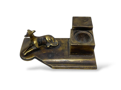 Rare Antique Italian Bronze Inkwell – Finely Hand-Carved with Distinctive Figurine