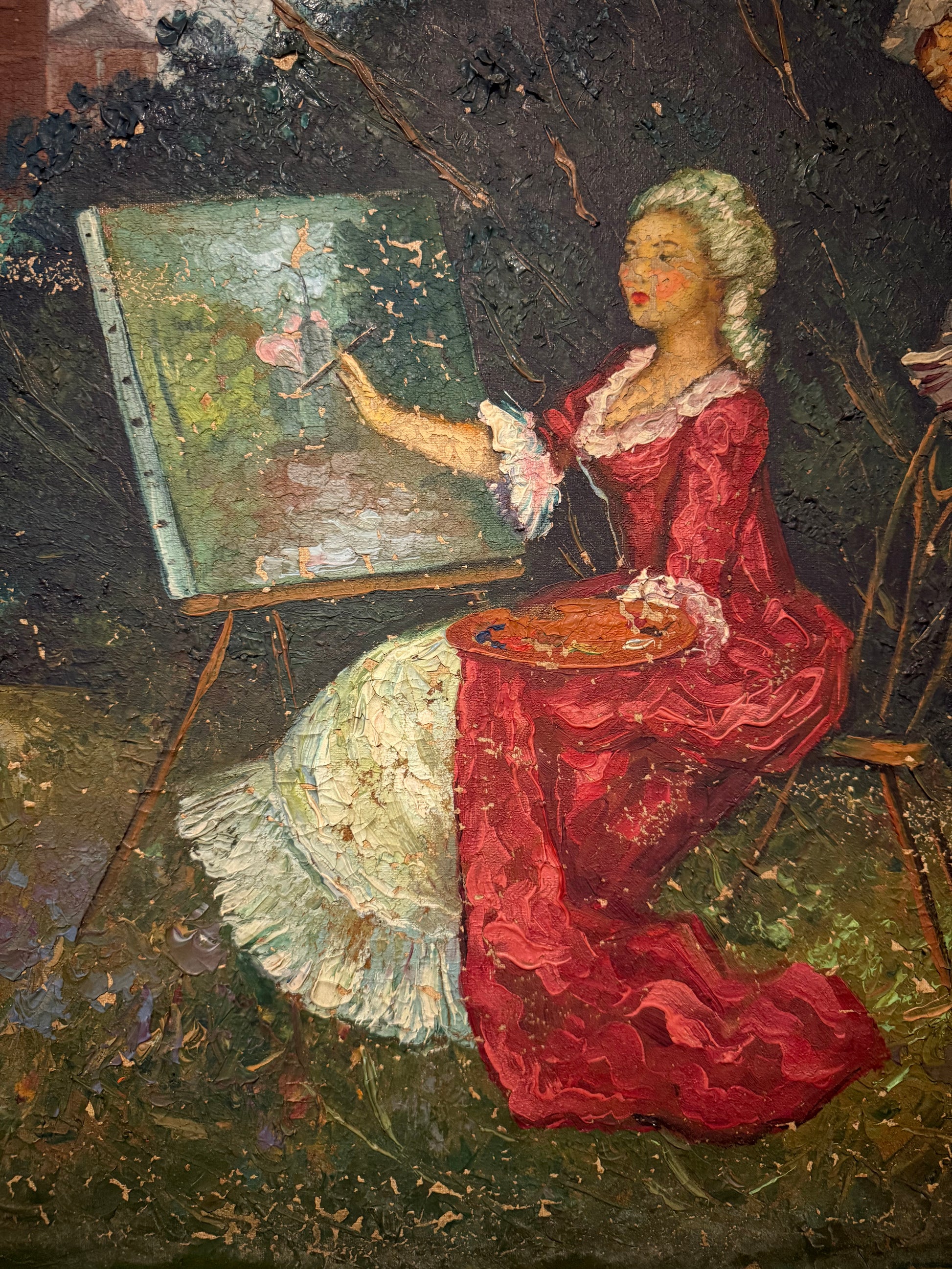 Exceptional European Oil Painting – Signed, 20th Century, Hand-Carved Frame