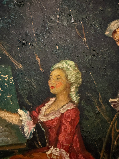 Exceptional European Oil Painting – Signed, 20th Century, Hand-Carved Frame tableaux