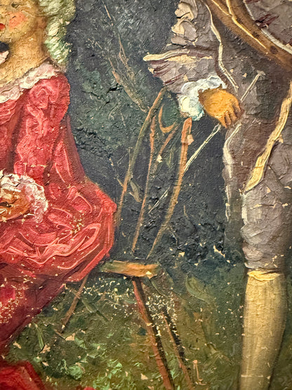 Exceptional European Oil Painting – Signed, 20th Century, Hand-Carved Frame tableaux