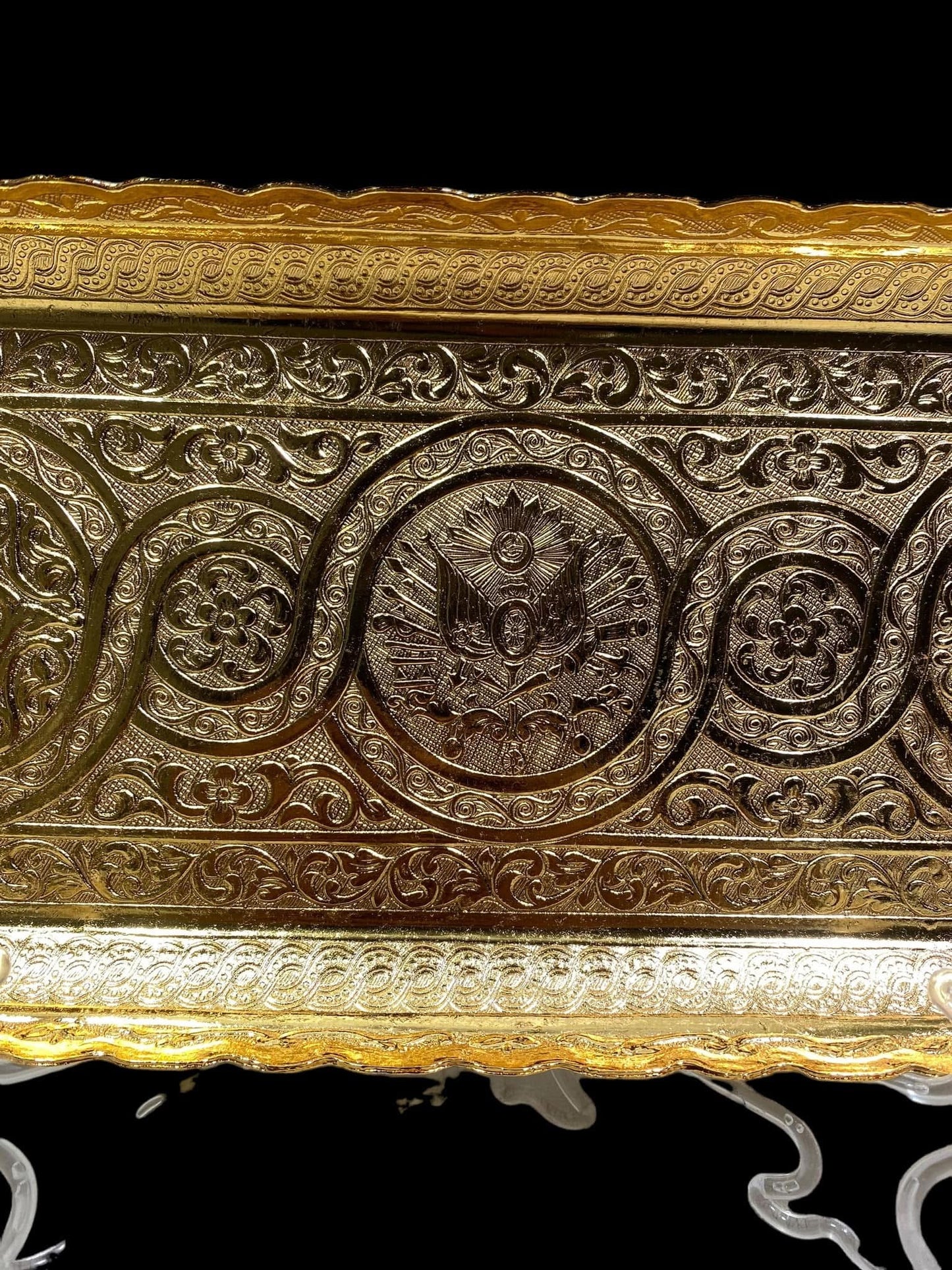 Turkish Serving Tray – Gazi Brand, Hand-Engraved Semi-Bronze