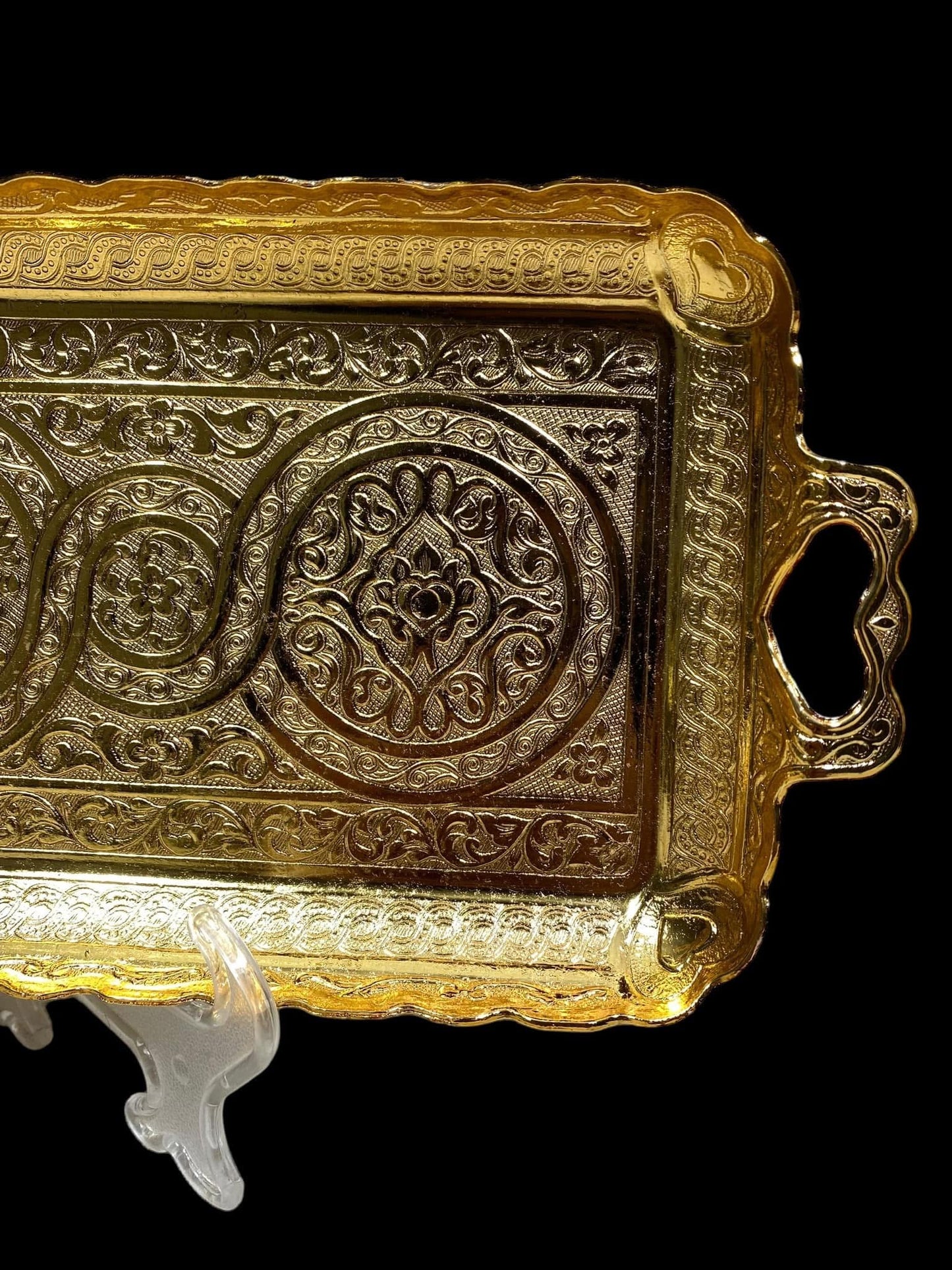 Turkish Serving Tray – Gazi Brand, Hand-Engraved Semi-Bronze