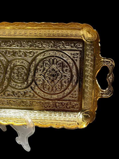 Turkish Serving Tray – Gazi Brand, Hand-Engraved Semi-Bronze