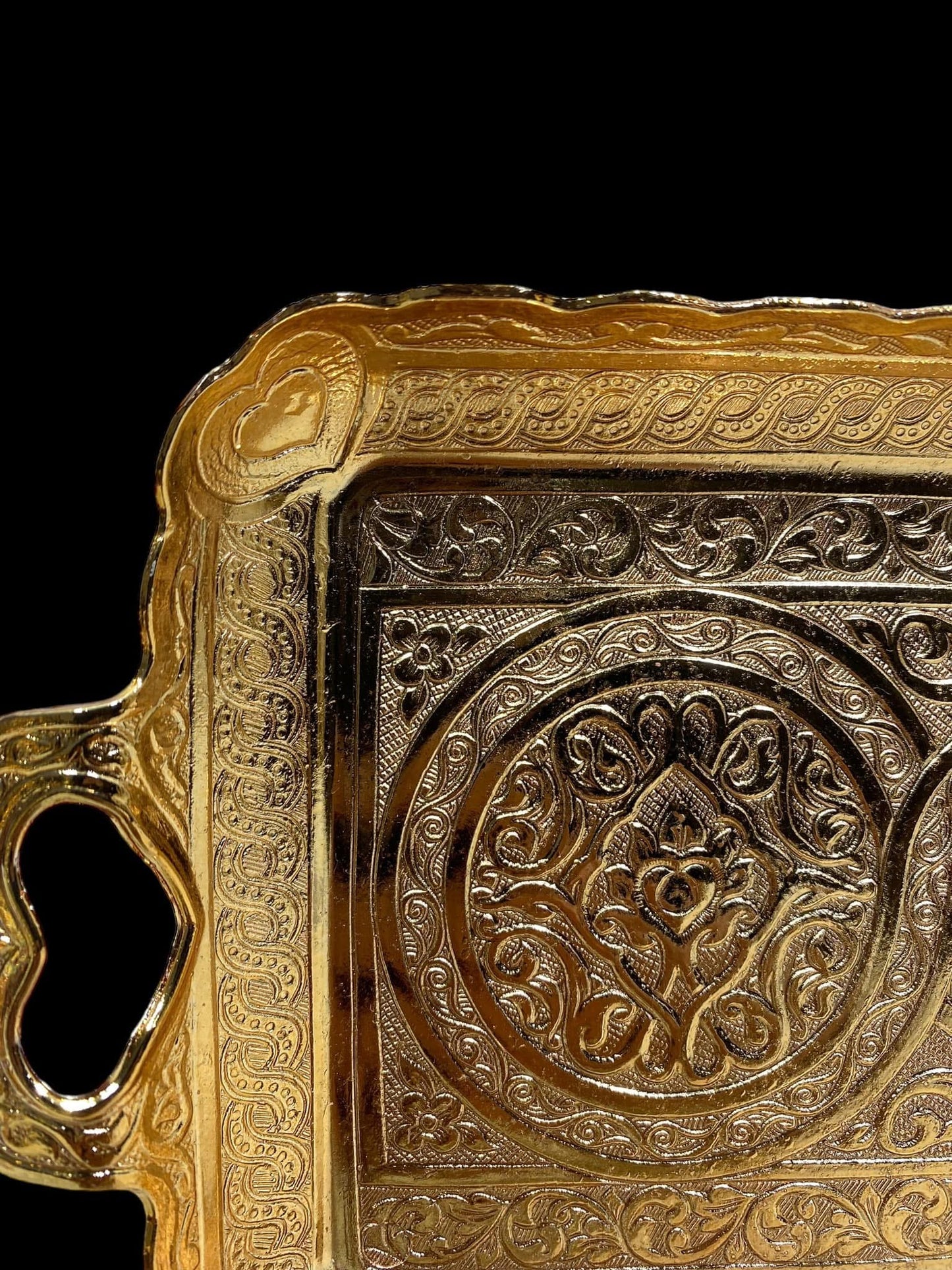 Turkish Serving Tray – Gazi Brand, Hand-Engraved Semi-Bronze