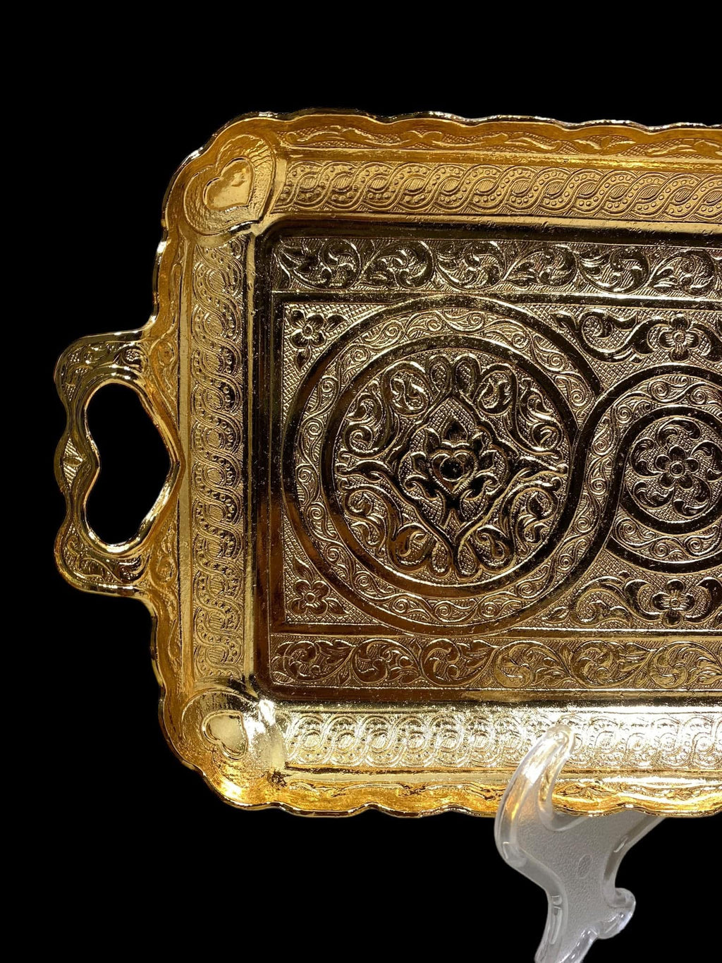 Turkish Serving Tray – Gazi Brand, Hand-Engraved Semi-Bronze