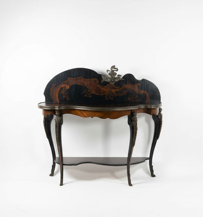 Rare 19th-Century French Console Table • Fine Marquetry & Hand-Chiseled Bronze Mounts